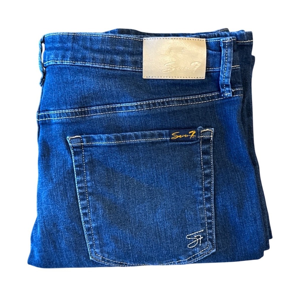 Seven7 Women Slim Flare Jeans Dark Wash High Rise Stretch Denim Size 14
